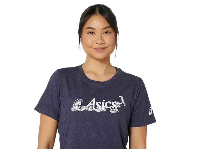 WOMEN’S ASICS FLORAL SLOGAN SHORT SLEEVE TEE