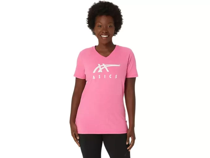 WOMEN’S ASICS STRIPES V-NECK