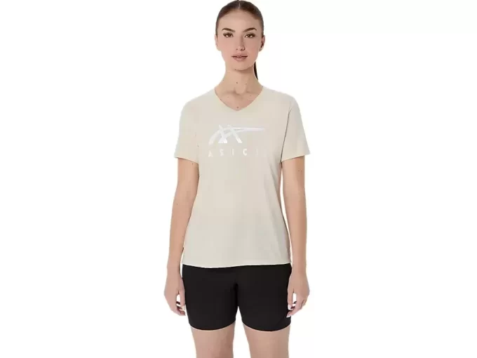 WOMEN’S ASICS STRIPES V-NECK