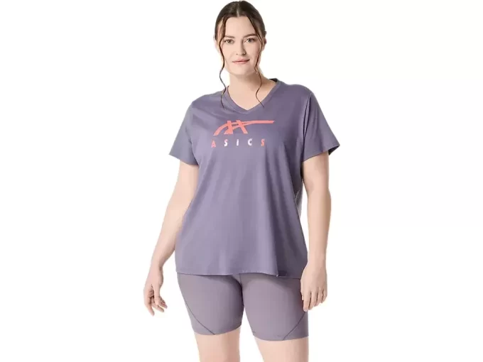 WOMEN’S ASICS STRIPES V-NECK
