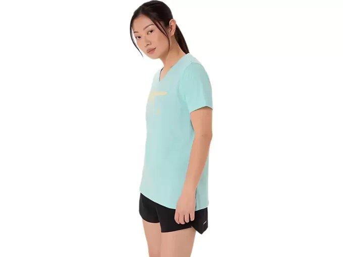 WOMEN’S ASICS STRIPES V-NECK