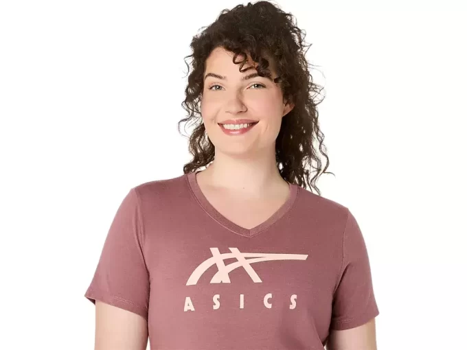 WOMEN’S ASICS STRIPES V-NECK
